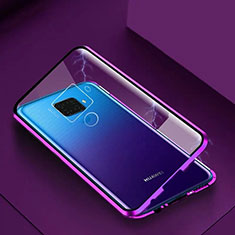 Handyhülle Hülle Luxus Aluminium Metall Rahmen Spiegel 360 Grad Tasche M07 für Huawei Mate 30 Lite Violett