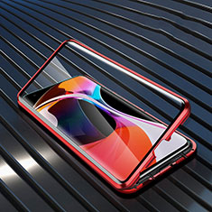 Handyhülle Hülle Luxus Aluminium Metall Rahmen Spiegel 360 Grad Tasche M07 für Xiaomi Mi 10 Rot