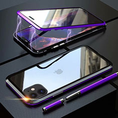 Handyhülle Hülle Luxus Aluminium Metall Rahmen Spiegel 360 Grad Tasche M08 für Apple iPhone 11 Violett