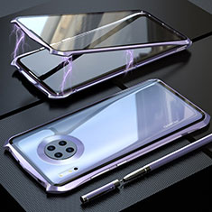 Handyhülle Hülle Luxus Aluminium Metall Rahmen Spiegel 360 Grad Tasche M08 für Huawei Mate 30 5G Violett