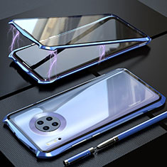 Handyhülle Hülle Luxus Aluminium Metall Rahmen Spiegel 360 Grad Tasche M08 für Huawei Mate 30E Pro 5G Blau