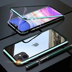 Handyhülle Hülle Luxus Aluminium Metall Rahmen Spiegel 360 Grad Tasche M09 für Apple iPhone 11 Grün