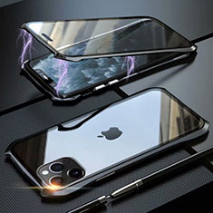 Handyhülle Hülle Luxus Aluminium Metall Rahmen Spiegel 360 Grad Tasche M10 für Apple iPhone 11 Pro Max Schwarz