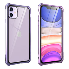 Handyhülle Hülle Luxus Aluminium Metall Rahmen Spiegel 360 Grad Tasche M10 für Apple iPhone 11 Violett
