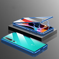 Handyhülle Hülle Luxus Aluminium Metall Rahmen Spiegel 360 Grad Tasche M10 für Xiaomi Mi 10 Blau