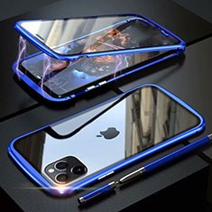 Handyhülle Hülle Luxus Aluminium Metall Rahmen Spiegel 360 Grad Tasche M11 für Apple iPhone 11 Pro Max Blau