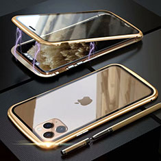 Handyhülle Hülle Luxus Aluminium Metall Rahmen Spiegel 360 Grad Tasche M11 für Apple iPhone 11 Pro Max Gold