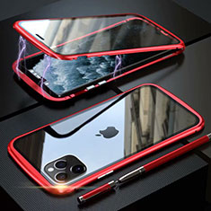 Handyhülle Hülle Luxus Aluminium Metall Rahmen Spiegel 360 Grad Tasche M11 für Apple iPhone 11 Pro Max Rot