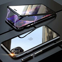 Handyhülle Hülle Luxus Aluminium Metall Rahmen Spiegel 360 Grad Tasche M12 für Apple iPhone 11 Pro Schwarz