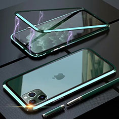 Handyhülle Hülle Luxus Aluminium Metall Rahmen Spiegel 360 Grad Tasche M14 für Apple iPhone 11 Pro Grün