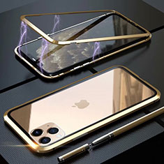 Handyhülle Hülle Luxus Aluminium Metall Rahmen Spiegel 360 Grad Tasche M14 für Apple iPhone 11 Pro Max Gold