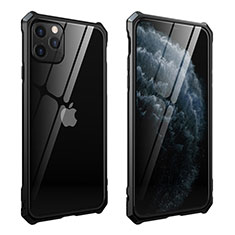 Handyhülle Hülle Luxus Aluminium Metall Rahmen Spiegel 360 Grad Tasche M15 für Apple iPhone 11 Pro Max Schwarz