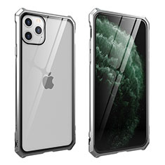 Handyhülle Hülle Luxus Aluminium Metall Rahmen Spiegel 360 Grad Tasche M15 für Apple iPhone 11 Pro Max Silber