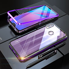 Handyhülle Hülle Luxus Aluminium Metall Rahmen Spiegel 360 Grad Tasche P01 für Huawei Honor 8X Violett