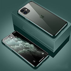 Handyhülle Hülle Luxus Aluminium Metall Rahmen Spiegel 360 Grad Tasche T01 für Apple iPhone 11 Grün