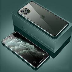 Handyhülle Hülle Luxus Aluminium Metall Rahmen Spiegel 360 Grad Tasche T01 für Apple iPhone 11 Pro Grün