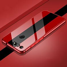 Handyhülle Hülle Luxus Aluminium Metall Rahmen Spiegel 360 Grad Tasche T01 für Huawei Honor V20 Rot