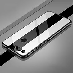 Handyhülle Hülle Luxus Aluminium Metall Rahmen Spiegel 360 Grad Tasche T01 für Huawei Honor V20 Weiß