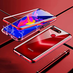 Handyhülle Hülle Luxus Aluminium Metall Rahmen Spiegel 360 Grad Tasche T01 für Huawei Honor View 20 Rot