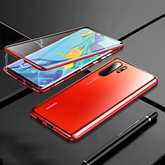 Handyhülle Hülle Luxus Aluminium Metall Rahmen Spiegel 360 Grad Tasche T01 für Huawei P30 Pro Rot