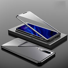 Handyhülle Hülle Luxus Aluminium Metall Rahmen Spiegel 360 Grad Tasche T01 für Huawei P30 Schwarz