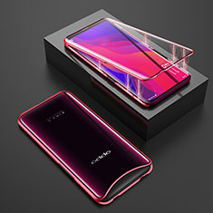 Handyhülle Hülle Luxus Aluminium Metall Rahmen Spiegel 360 Grad Tasche T01 für Oppo Find X Super Flash Edition Rot