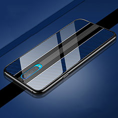 Handyhülle Hülle Luxus Aluminium Metall Rahmen Spiegel 360 Grad Tasche T01 für Oppo R17 Pro Blau