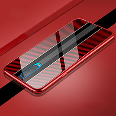 Handyhülle Hülle Luxus Aluminium Metall Rahmen Spiegel 360 Grad Tasche T01 für Oppo R17 Pro Rot
