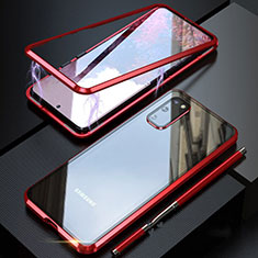 Handyhülle Hülle Luxus Aluminium Metall Rahmen Spiegel 360 Grad Tasche T01 für Samsung Galaxy S20 5G Rot