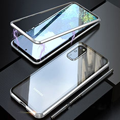 Handyhülle Hülle Luxus Aluminium Metall Rahmen Spiegel 360 Grad Tasche T01 für Samsung Galaxy S20 5G Silber
