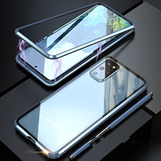 Handyhülle Hülle Luxus Aluminium Metall Rahmen Spiegel 360 Grad Tasche T01 für Samsung Galaxy S20 Plus 5G Blau