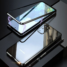 Handyhülle Hülle Luxus Aluminium Metall Rahmen Spiegel 360 Grad Tasche T01 für Samsung Galaxy S20 Plus 5G Schwarz