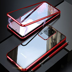 Handyhülle Hülle Luxus Aluminium Metall Rahmen Spiegel 360 Grad Tasche T01 für Samsung Galaxy S20 Ultra 5G Rot