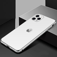 Handyhülle Hülle Luxus Aluminium Metall Rahmen Spiegel 360 Grad Tasche T02 für Apple iPhone 11 Pro Max Silber