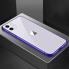 Handyhülle Hülle Luxus Aluminium Metall Rahmen Spiegel 360 Grad Tasche T02 für Apple iPhone 11 Violett