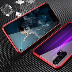 Handyhülle Hülle Luxus Aluminium Metall Rahmen Spiegel 360 Grad Tasche T02 für Huawei Honor 20 Pro Rot