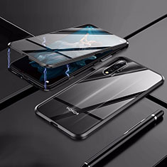Handyhülle Hülle Luxus Aluminium Metall Rahmen Spiegel 360 Grad Tasche T02 für Huawei Honor 20 Schwarz