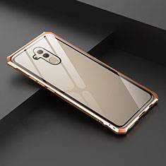 Handyhülle Hülle Luxus Aluminium Metall Rahmen Spiegel 360 Grad Tasche T02 für Huawei Mate 20 Lite Gold