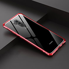 Handyhülle Hülle Luxus Aluminium Metall Rahmen Spiegel 360 Grad Tasche T02 für Huawei Mate 20 Lite Rot
