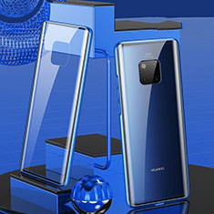 Handyhülle Hülle Luxus Aluminium Metall Rahmen Spiegel 360 Grad Tasche T02 für Huawei Mate 20 Pro Blau