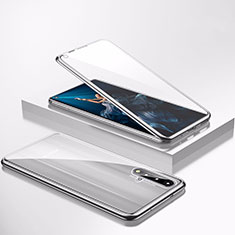 Handyhülle Hülle Luxus Aluminium Metall Rahmen Spiegel 360 Grad Tasche T02 für Huawei Nova 5T Silber