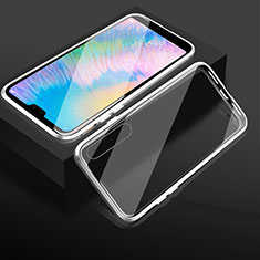 Handyhülle Hülle Luxus Aluminium Metall Rahmen Spiegel 360 Grad Tasche T02 für Huawei P20 Pro Weiß