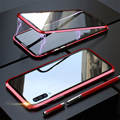 Handyhülle Hülle Luxus Aluminium Metall Rahmen Spiegel 360 Grad Tasche T02 für Samsung Galaxy A70 Rot