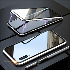 Handyhülle Hülle Luxus Aluminium Metall Rahmen Spiegel 360 Grad Tasche T02 für Samsung Galaxy A70S Silber