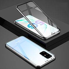 Handyhülle Hülle Luxus Aluminium Metall Rahmen Spiegel 360 Grad Tasche T02 für Samsung Galaxy S20 Plus Silber