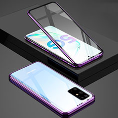 Handyhülle Hülle Luxus Aluminium Metall Rahmen Spiegel 360 Grad Tasche T02 für Samsung Galaxy S20 Plus Violett