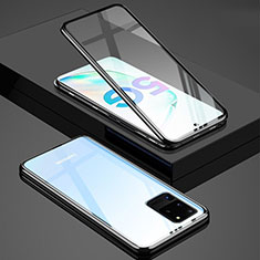 Handyhülle Hülle Luxus Aluminium Metall Rahmen Spiegel 360 Grad Tasche T02 für Samsung Galaxy S20 Ultra 5G Schwarz