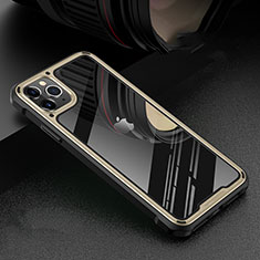 Handyhülle Hülle Luxus Aluminium Metall Rahmen Spiegel 360 Grad Tasche T03 für Apple iPhone 11 Pro Max Gold