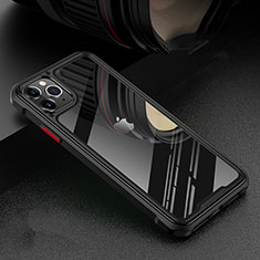 Handyhülle Hülle Luxus Aluminium Metall Rahmen Spiegel 360 Grad Tasche T03 für Apple iPhone 11 Pro Max Schwarz