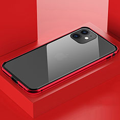 Handyhülle Hülle Luxus Aluminium Metall Rahmen Spiegel 360 Grad Tasche T03 für Apple iPhone 11 Rot